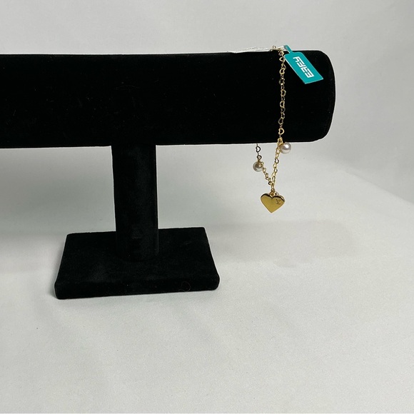 EFFY Freshwater Pearl Dangle Heart Bracelet 14k Sterling Silver Louis Vuitton - Picture 4 of 9